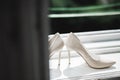 Pair of elegant and stylish bridal shoes