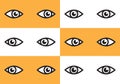 Pair of eyes icon set, black isolated outline icons, vector illustration. Royalty Free Stock Photo