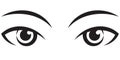 Pair female expressive eyes. Vector Icon