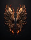 A Pair of Fiery Wings Against the Darkness. Generative AI Royalty Free Stock Photo