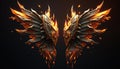 A Pair of Fiery Wings Against the Darkness. Generative AI Royalty Free Stock Photo