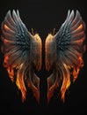 A Pair of Fiery Wings Against the Darkness. Generative AI Royalty Free Stock Photo