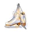 Pair of figure ice skates from a splash of watercolor Royalty Free Stock Photo