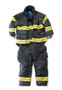 A pair of firefighter pants and suit on white background Royalty Free Stock Photo