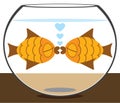 Cartoon Goldfish in Love