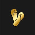 Pair, flip, flops, icon gold icon. Vector illustration of golden style Royalty Free Stock Photo