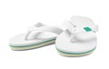 Pair of stylish flip flops isolated on white Royalty Free Stock Photo