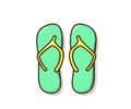 Pair of flipflops, beach slippers. Vector doodle sandals illustration.