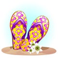 Flip Flops on the Sand Summer Vector illustration