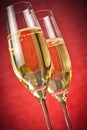 A pair of flutes of golden champagne Royalty Free Stock Photo