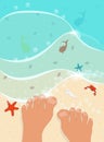 Pair of foot, sand beach Royalty Free Stock Photo