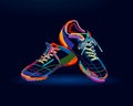 A pair of football boots, soccer shoes, soccer training sneakers, abstract, colorful drawing Royalty Free Stock Photo