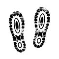 Pair footprints human shoes silhouette. Shoe soles print. Vector footstep icon, isolated footstamp on white background Royalty Free Stock Photo