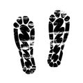 Pair footprints human shoes silhouette. Shoe soles print. Vector footstep icon, isolated footstamp on white background Royalty Free Stock Photo