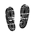 Pair footprints human shoes silhouette. Shoe soles print. Vector footstep icon, isolated footstamp on white background Royalty Free Stock Photo