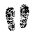 Pair footprints human shoes silhouette. Shoe soles print. Vector footstep icon, isolated footstamp on white background Royalty Free Stock Photo