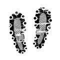 Pair footprints human shoes silhouette. Shoe soles print. Vector footstep icon, isolated footstamp on white background Royalty Free Stock Photo