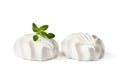 Pair of fruit marshmallows with mint isolated on white Royalty Free Stock Photo