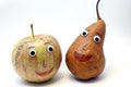 Pair of fruits: Apple and PEAR with big eyes