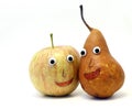 Pair of fruits: Apple and PEAR with big eyes