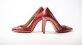 a pair of glamorous, sparkling high heel shoes, of those worn on the red carpet, against a pristine white background to