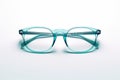 Pair of glasses sitting on top of white surface with white background. Generative AI Royalty Free Stock Photo