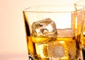 A pair of glasses of whiskey with ice Royalty Free Stock Photo