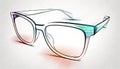 a pair of glasses that are on a white surface with a red and blue stripe. Royalty Free Stock Photo