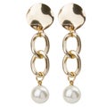 A pair of gold earrings with large pearls