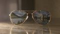 A pair of gold metal and brown lens classic aviator Royalty Free Stock Photo
