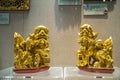 A pair of golden wood carvings inside the lion of Guangdong provincial museum.Ã¤Â½Â 