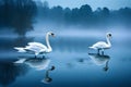 A pair of graceful swans