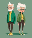 A pair of grandparents leading a sporty lifestyle. Dressed in sports tracksuits