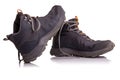 Pair of gray hiking boots,isolate on a white background