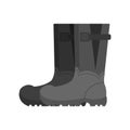 Pair of gray rubber boots. Safety shoes. Protective footwear used at construction, farming or other industry. Flat