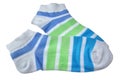 Pair Green And Blue Striped Ladies Socks