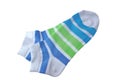 Pair Green And Blue Striped Ladies Socks