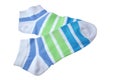 Pair Green And Blue Striped Ladies Socks