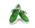 A pair of green canvas shoes isolated on white Royalty Free Stock Photo