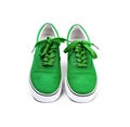 A pair of green canvas shoes isolated on white Royalty Free Stock Photo