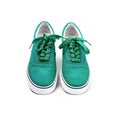 A pair of green canvas shoes isolated on white Royalty Free Stock Photo