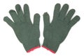 Pair of Green Knit Glove on White background