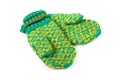 Pair of green knitted gloves