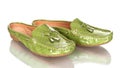 Pair of green moccasins Royalty Free Stock Photo