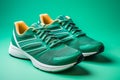 Pair of green orange running shoes, Sport concept Royalty Free Stock Photo