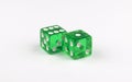 A pair of green, translucent gaming dice showing seven spots Royalty Free Stock Photo