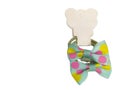 A pair of green polka dot bow ribbon hair ties isolated Royalty Free Stock Photo