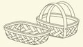Pair of Handcrafted Woven Baskets, Open and Lidded, vector design Generative AI Royalty Free Stock Photo