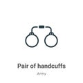 Pair of handcuffs vector icon on white background. Flat vector pair of handcuffs icon symbol sign from modern army collection for