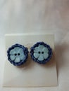 Crocheted flower button earrings